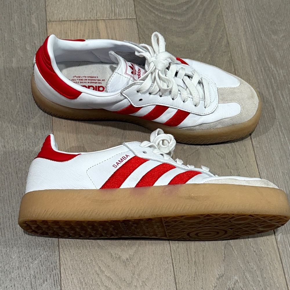 Adidas Samba White and Red Trainers
